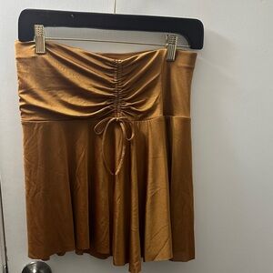 Free People Gold Ruched Mini Skirt